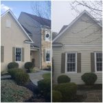 before and after showing stucco remediation, replaced with James Hardie fiber cement lap siding